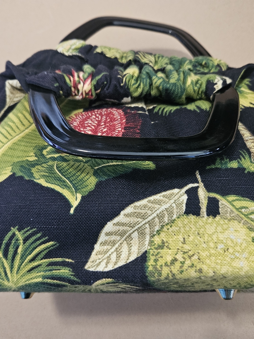 Women’s Black Tropical Print Handmade Bag